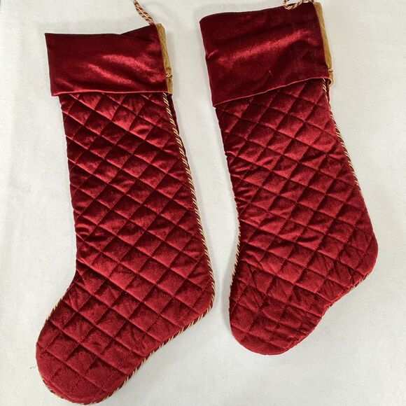 Vintage VILLA BACCI Christmas Stocking Red Gold Satin Buttons and Jingle Bells - Picture 3 of 8